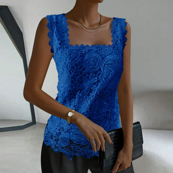 Women's Summer Vest Elegant Floral Lace Square Neck Camisole Boys Winter Vest Combination Quilted Sweater Jacket Coats Women Sleeves Vest Women's Vests Fashion plus Size Leather Dress Womens Vest Fall