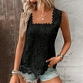 thumbnail image 1 of Women's Summer Vest Elegant Floral Lace Square Neck Camisole Hawking Vest Heated Outerwear Long Puffy Vest Sleeveless for Women Sweater Vest Long Vest Jacket Popcorn Jacket Women Overall Vest Thigh, 1 of 4