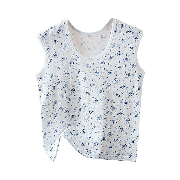 Women's Summer Vests Lightweight Breathable Cotton Tank Top Fashion Casual Print Top Round Neck Loose Sleeveless Shirt Plus Size Tank Top