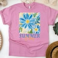 thumbnail image 1 of Women’s Summer Vibes Daisy Flower T-Shirt, Blue Floral Art Graphic Tee, Azalea, Size M, 1 of 6