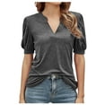 thumbnail image 1 of Women's Summer Vintage Printed Pattern Casual Short Sleeve Tops Blouse, 1 of 4