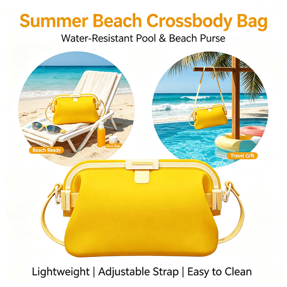 Women's Summer Waterproof Silicone Beach Bag - Foldable Crossbody Tote ...