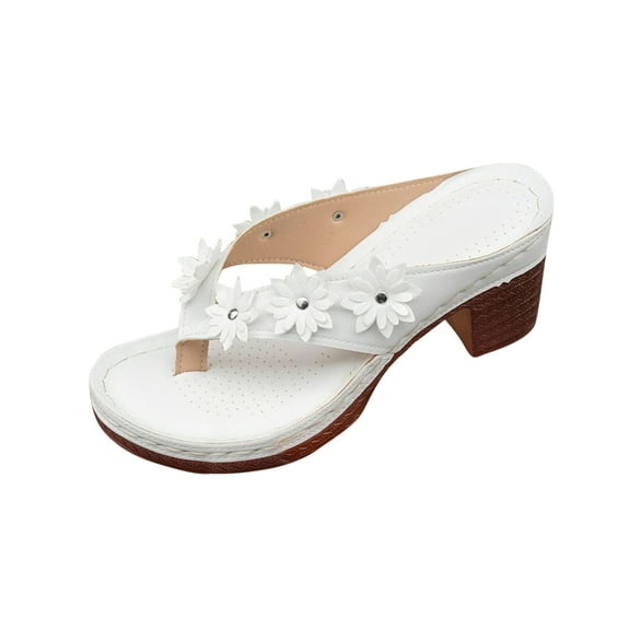 Women's Summer Wedge Sandals Open Toe Dressy Platform Boho Beach Shoes Comfortable Walking Slip on Floral Design Casual Outdoor Footwear for Travel Party