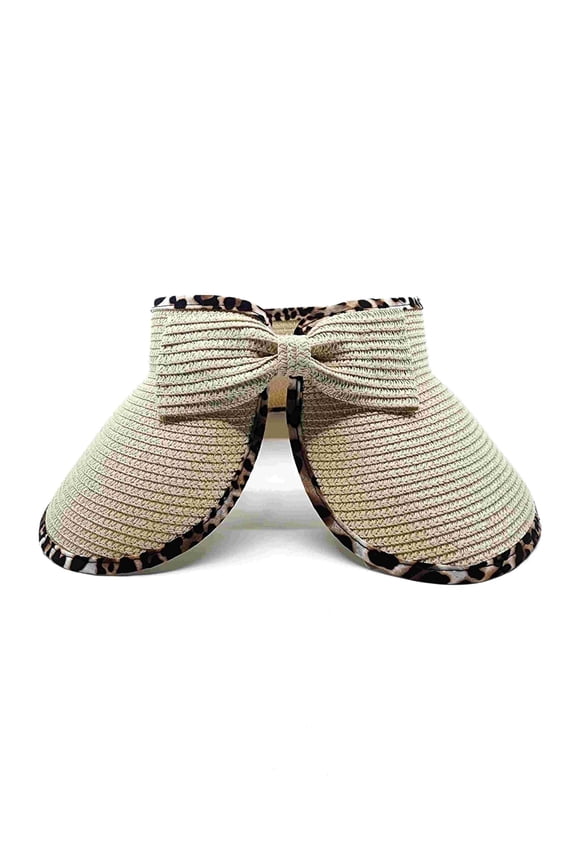 Women's Summer Wide Brim Leopard Trim Sun Visor