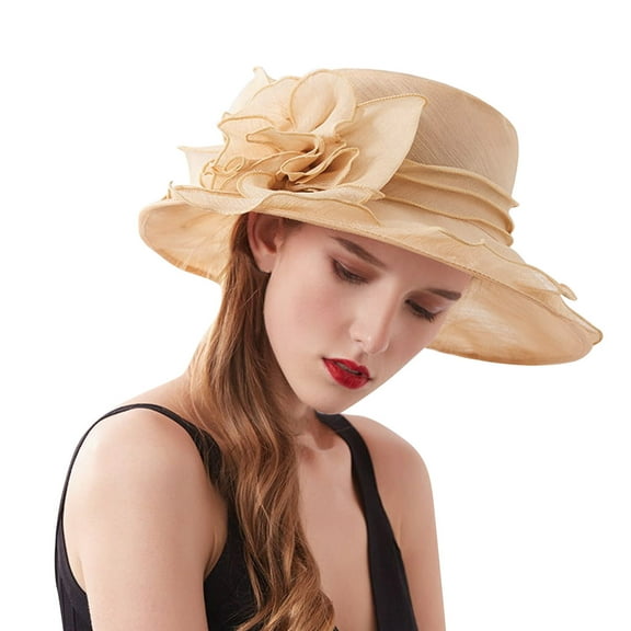 Women's Summer Wide Brim Sun Hat Floral Beach Dress Hat for Outdoor Wedding Travel