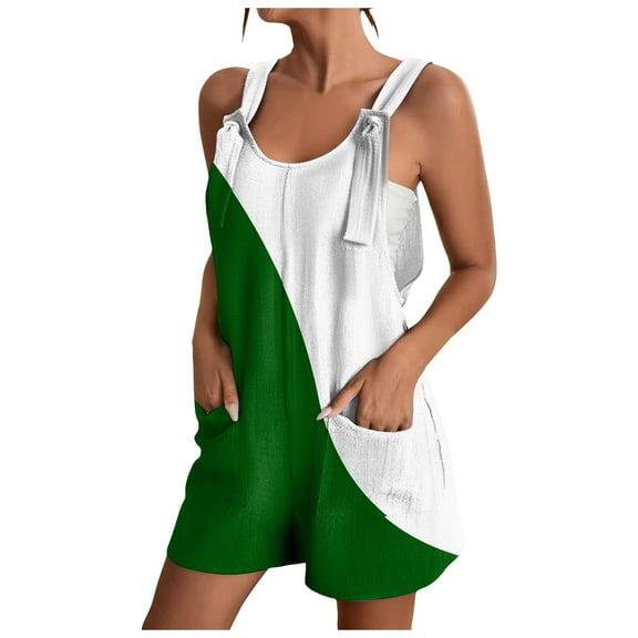 Women's Summer Wide Leg Linen Jumpsuits Dressy V Neck Sleeveless Casual Pants Rompers 2024 Vacation Beach Outfits