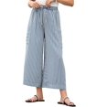 thumbnail image 1 of Women's Summer Wide Leg Palazzo Pants - High Waist, Striped, Flowy & Comfy with Pockets - Casual Beach, Lounge, Travel Outfit, 1 of 6
