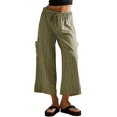 thumbnail image 1 of Women's Summer Wide Leg Palazzo Pants - High Waist, Striped, Flowy & Comfy with Pockets - Casual Beach, Lounge, Travel Outfit, 1 of 5