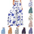 thumbnail image 1 of Women's Summer Wide Leg Palazzo Pants Spring Casual High Waisted Flowy Trousers Boho Beach Vacation Outfits (Sky Blue S), 1 of 5