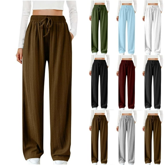 haozzaw Women's Elastic Waistband Cotton Loose Pants