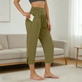 thumbnail image 1 of Women's Summer Woven Loose Casual Capris Solid Pants, 1 of 9