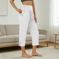 thumbnail image 1 of Women's Summer Woven Loose Casual Capris Solid Pants, 1 of 9