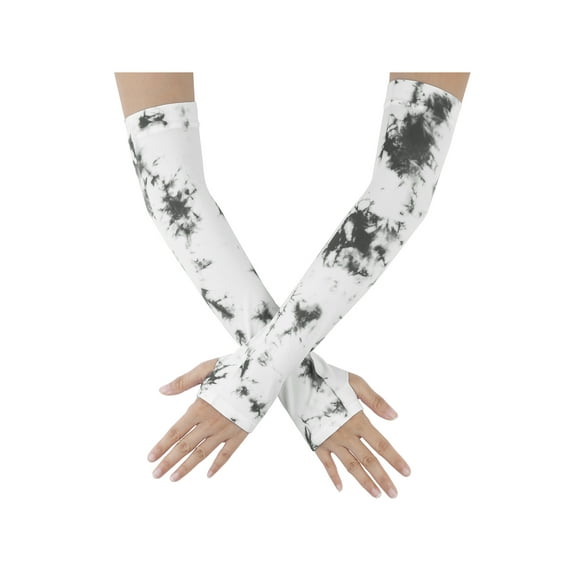 Women's Sun Cover Arm Stretch Cooling Tie-Dye Compression Sleeves for Female Outdoor Sport Climbing Running Biking Black