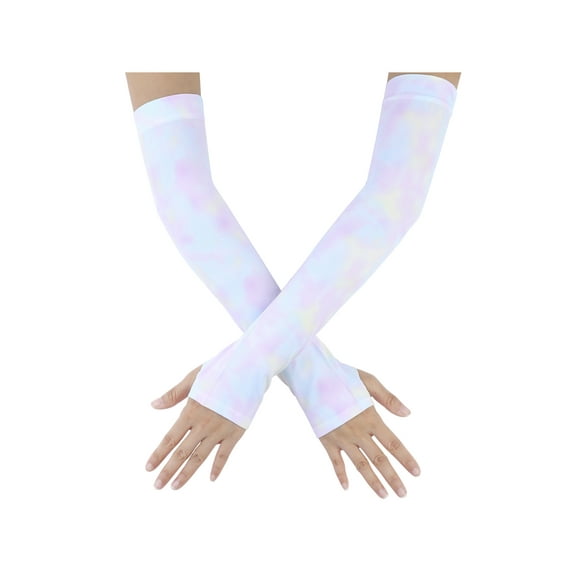 Women's Sun Cover Arm Stretch Cooling Tie-Dye Compression Sleeves for Female Outdoor Sport Climbing Running Biking Purple