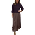 thumbnail image 1 of Women's Sun Dresses Solid Color Fashionable And Elegant Round Neck Dress Pleated Long Skirt Fashion Beach Vacation Clothes, 1 of 4