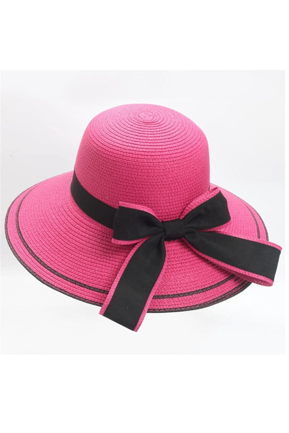 Women's Sun Hat, Bow Floppy Hat with Wide Brim, Foldable UV Protection Beach Hat for Summer, Outdoor Activities, Travel, Resort Wear and Picnic-Khaki