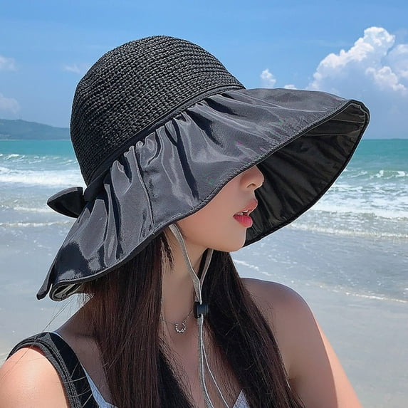 Women's Sun Hat UPF 50+ Hat Black Coating Straw Outdoor Hat Mens Mesh Caps Session Hat Baseball Hats for Women Fashionable Cool Cap Trucker Hat for Big Head No Cap Future Shelter Hat Snap Back Trucker