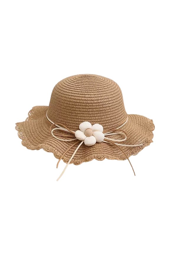 Women's Sun Hat Wide Brim Floral Foldable Packable Beach Hat for Vacation Travel Polyester Khaki One Size