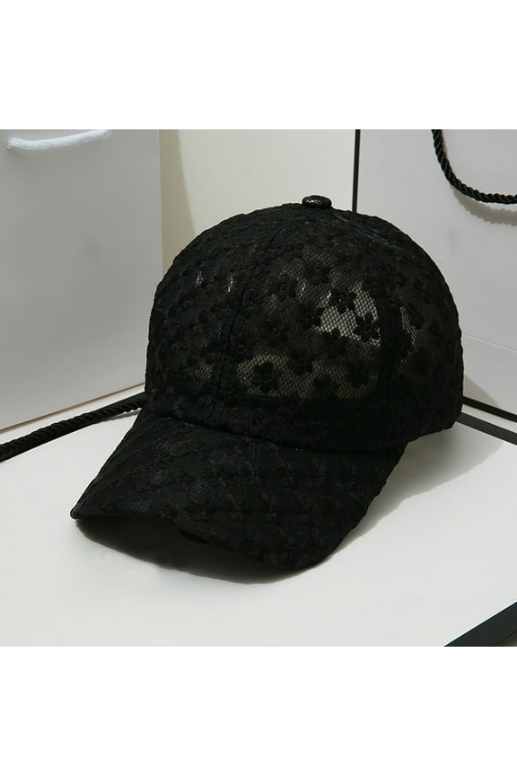 Sun Shading Korean Version Lace Hollow Flower Baseball Cap, Black M