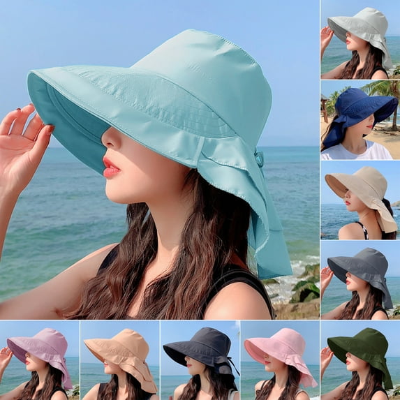 Women's Sun Hats Shawl Design Large Brim UV Protection Foldable Fishing Hiking Cap