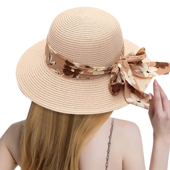 Women's Sun Hats Summer Hats For Women Wide Bongrace Women Straw Beach Hat Little Girl Sun Cap Foldable Ladies Hats Women's Accessories Sun Hat