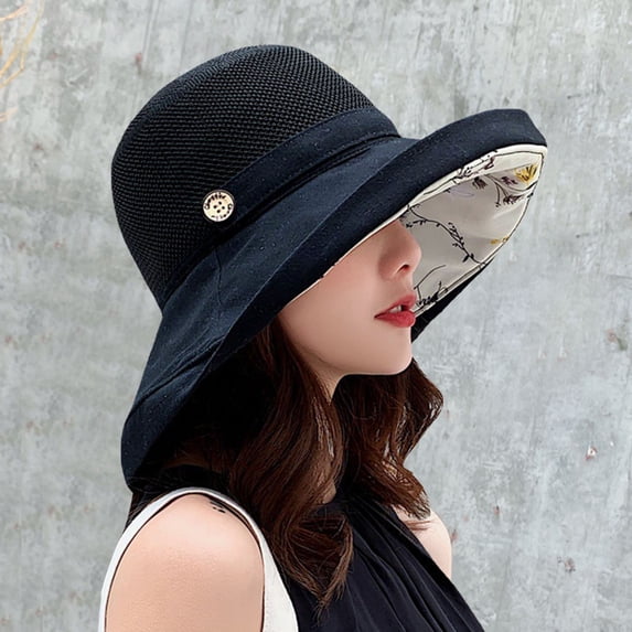 Women's Sun Hats Women'S Sun Hat Women'S Hat Spring And Summer Mesh Face Pattern Clasp Basin Hat Outdoor Sun Visor Hat Women's Accessories
