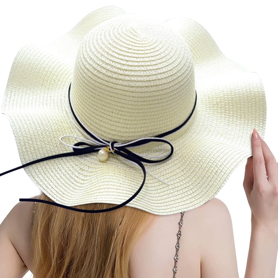 Beach Hats for Women Summer Wide Straw Hat Beach Foldable Sun Hats Floppy Roll Up Sun Cap Upf 50+ Caps Women's Accessories Sun Hats
