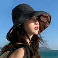 thumbnail image 1 of Women's Sun Hats Womens Outdoor Solid Flower Printed Sun Hat Flower Printed Casual Elegant Sun Hat,Black Women's Accessories Sun Hats, 1 of 5