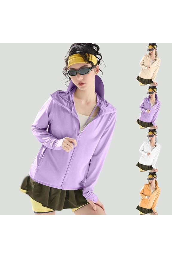 Women's Sun Protection Coat Lightweight Long Sleeve Upf Jacket for Outdoor Travel Beach | HAODEJW,Beige L