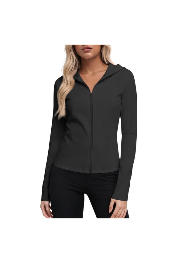 Women's Sun Protection Hoodie Jacket Clothing Lightweight Long Sleeve Sun Cover Up Shirt Front Zip Coat with Hood