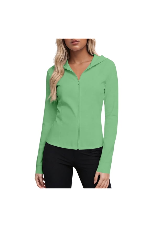 Women's Sun Protection Hoodie Jacket Clothing Lightweight Long Sleeve Sun Cover Up Shirt Front Zip Coat with Hood