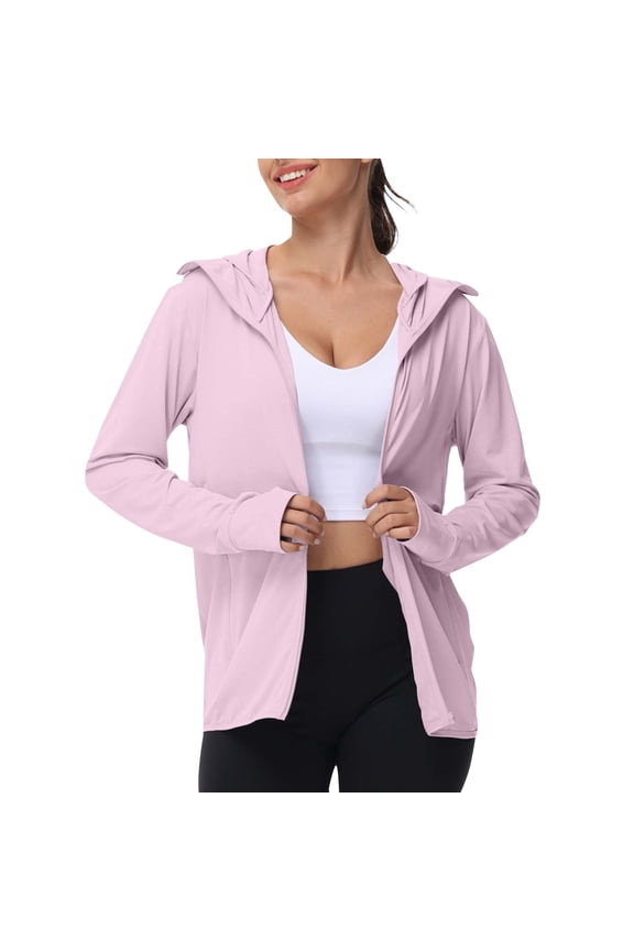 Women's Sun Protection Jacket BWASD UPF 50+ Zip up Long Sleeve Hoodie Sun Shirt with Pockets Lightweight for Hiking Sport Outdoor Summer 2026 Pink S-4XL
