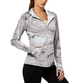 thumbnail image 1 of Women's Sun Protection Jacket Hoodie Clothing Lightweight Long Sleeve Sun Cover Up Shirt with Fashion Print, Athletic Lightweight Full-Zip Long Sleeve Outdoor, Gray, L, 1 of 5