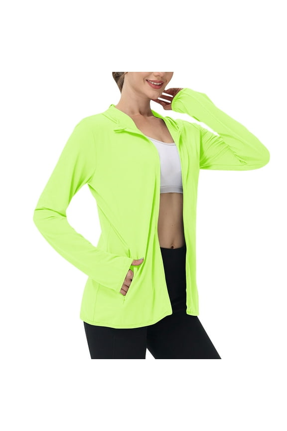 Women's Sun Protection Jacket Hoodie Lightweight Thin Long Sleeve Athletic Track Sun Cover Up Shirt