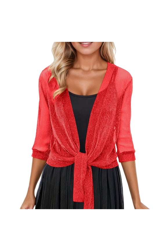 Women's Sun Protection Jacket Lace Mesh Crochet Clothing Lightweight Summer Sun Cover Up Shirt Red M