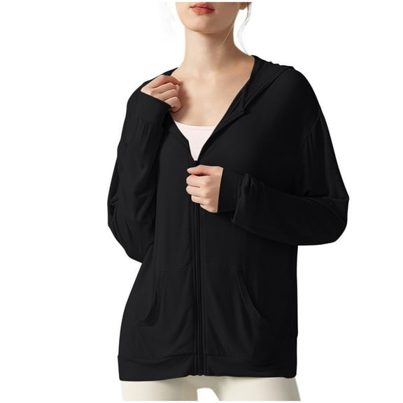 Women's Sun Protection Jacket UPF 50+ Full Zipper Long Sleeve UV Hoodie Shirts Outdoor Athletic Jacket with Pockets