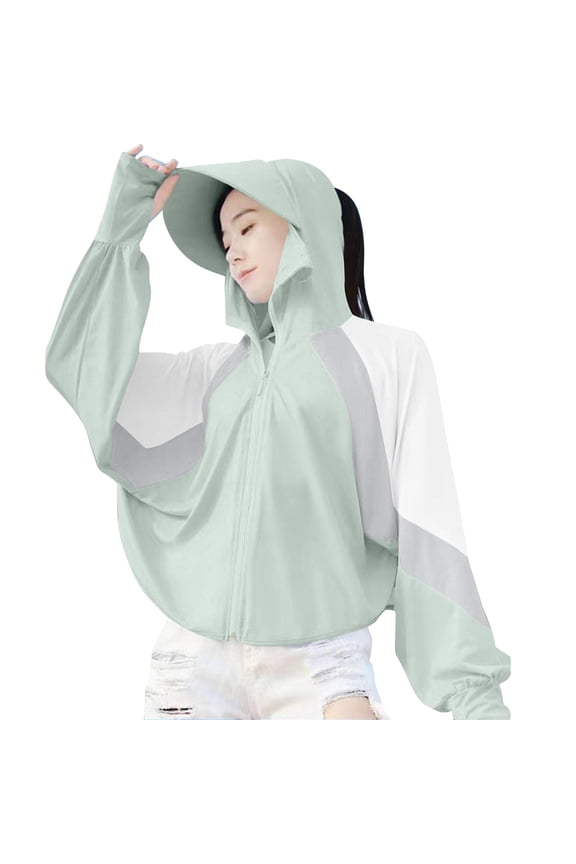Women's Sun Protection Jacket with Mask Hooded Breathable UPF 50+ UV Shawl Cape Silk Jackets