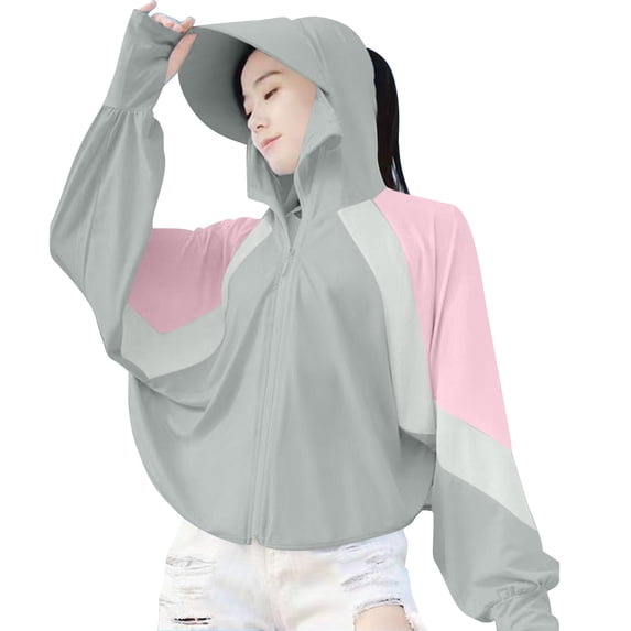 Women's Sun Protection Jacket with Mask Hooded Breathable UPF 50+ UV Shawl Cape Silk Jackets