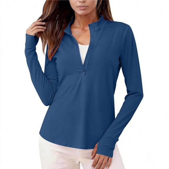 Miqool Women's Sun Protection Long Sleeve Shirts, 1/4 Zip UPF 50+ Quick Dry Sun Shirt Athletic Tops Rash Guard for Workout Hiking Fishing Running