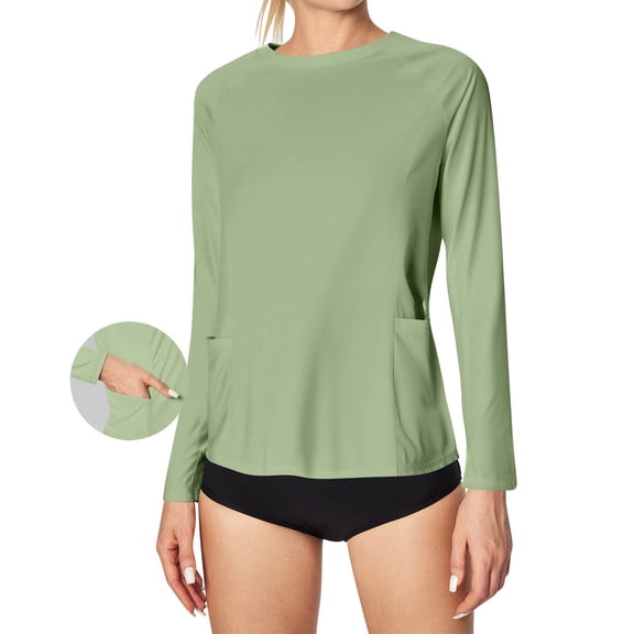 Women's Sun Protection Long Sleeve Shirts, UPF 50+ Tee Shirts UV Rash Guard Swim Shirt Workout Hiking Running Athletic Tops Slim Fit Quick Dry Tunics Tops T-Shirts