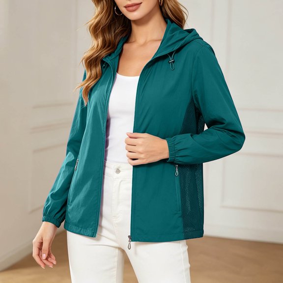 Women's Sun Protection Rash Guard Lightweight Summer Air-Conditioning Jacket with Removable Hood, Made of Ice Silk, Mesh, Breathable Lightweight Hiking Outdoor Shirts(Dark Green,XL)