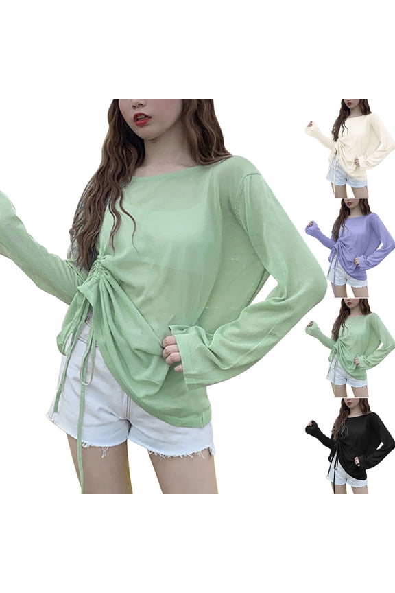 Women's Sun Protection Shirt Transparent Upf 50+ Long Sleeve Blouse Top Lightweight Breathable Cover Up for Beach Summer Vacation | CSEONE,White XL