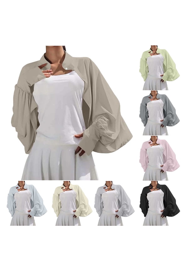 Women's Sun Protection Shrug Button Down Arm Sleeve Neck Cover Cloak Summer Button Down Cardigan With Thumb Hole (Free Size, Coffee)