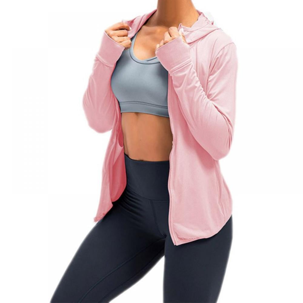 Women's Sun Protection Jacket Hooded Tracksuit Pocket Activewear