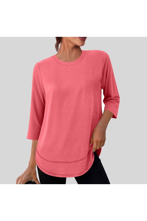 Women's Sun Protection UPF 50+ Tunic Tops Crew Neck 3/4 Sleeve Rash Guard for Hiking Workout Running