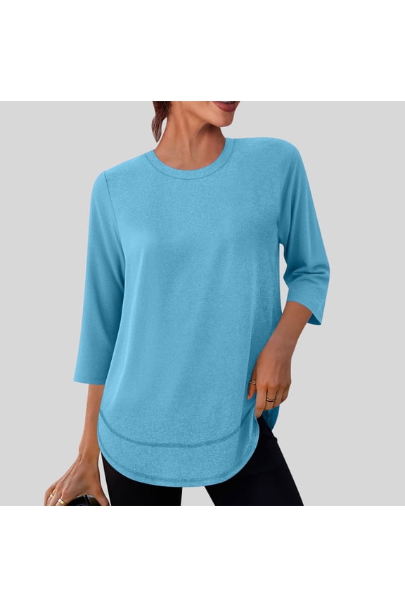 Women's Sun Protection UPF 50+ Tunic Tops Crew Neck 3/4 Sleeve Rash Guard for Hiking Workout Running