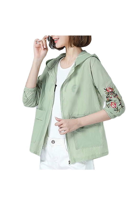 Women's Sun-Protective Cardigan Jacket Lightweight Breathable UPF Cover-Up Thin Layer Hooded Outdoor Beachwear Summer Essential