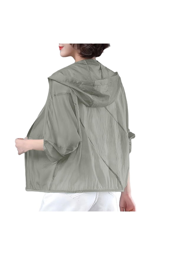 Women's Sun-Protective Cardigan Jacket Lightweight Breathable UPF Cover-Up Thin Layer Hooded Outdoor Beachwear Summer Essential