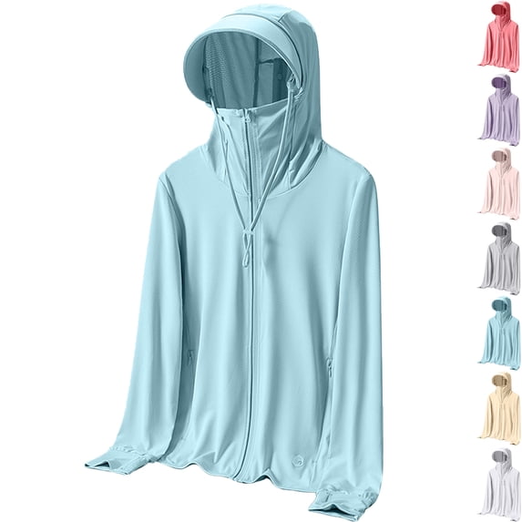 Women's Sun Protective Jacket Full Zip Clothing Lightweight Long Sleeve Hoodie Sun Shirt Outdoor Sports Wear Women's Cycling Wear