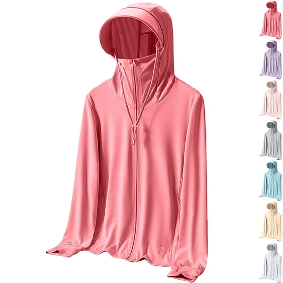 Women's Sun Protective Jacket Full Zip Clothing Lightweight Long Sleeve Hoodie Sun Shirt Outdoor Sports Wear Women's Cycling Wear